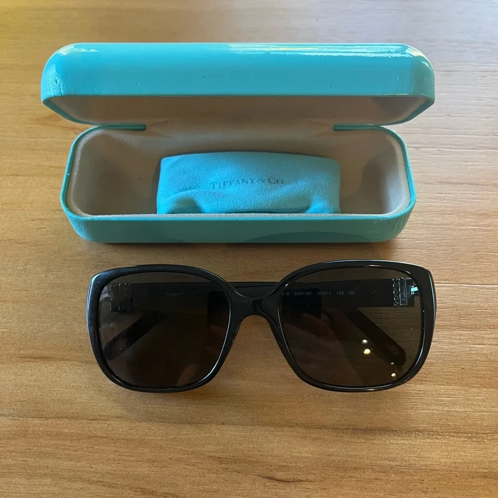 Tiffany & Co. Black Sunglasses with Blue Case - Picture 5 of 5